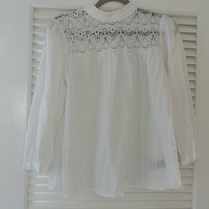 White cotton lace peasant blouse
